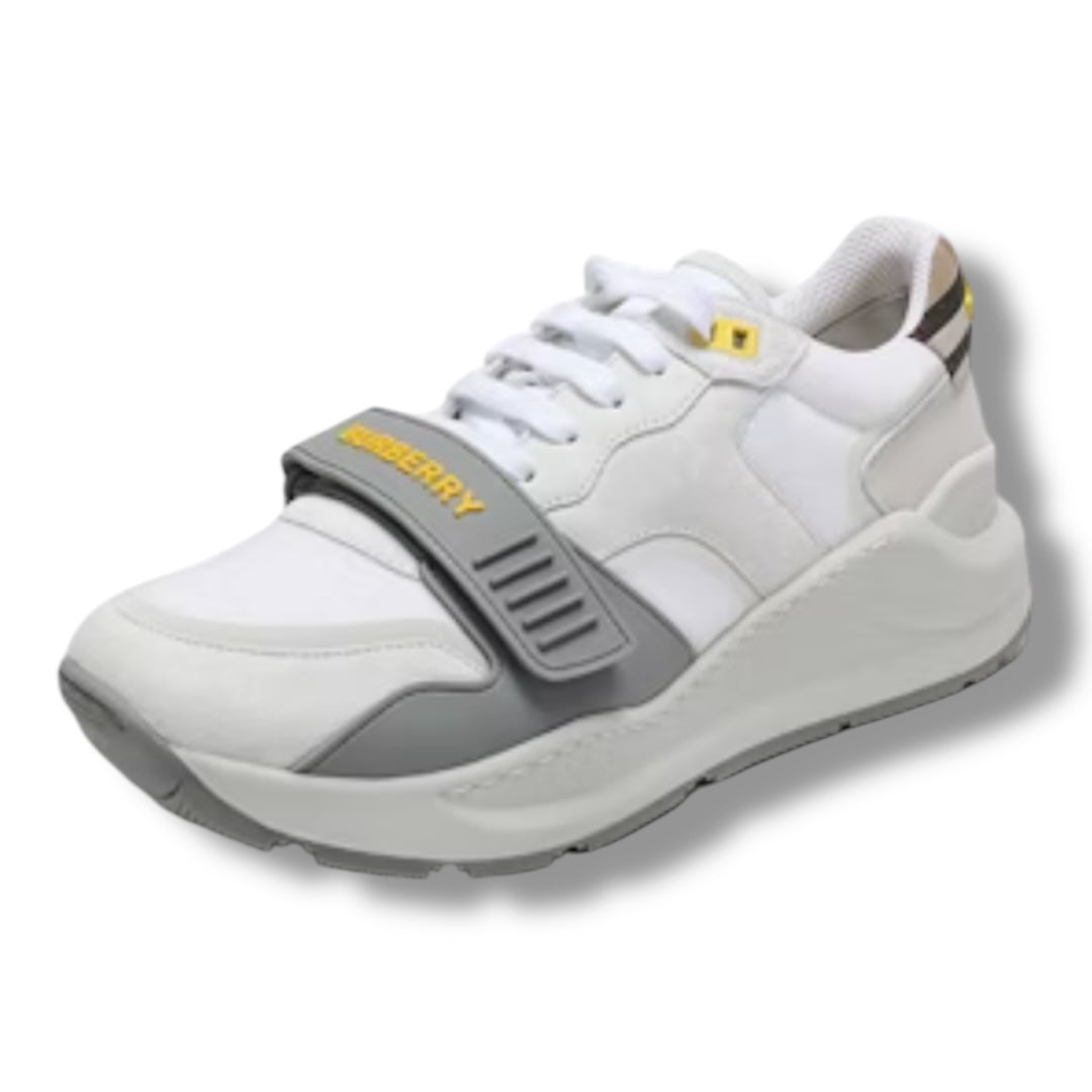 BURBERRY RAMSEY REGIS TRAINERS CHECK WHITE / GREY / YELLOW