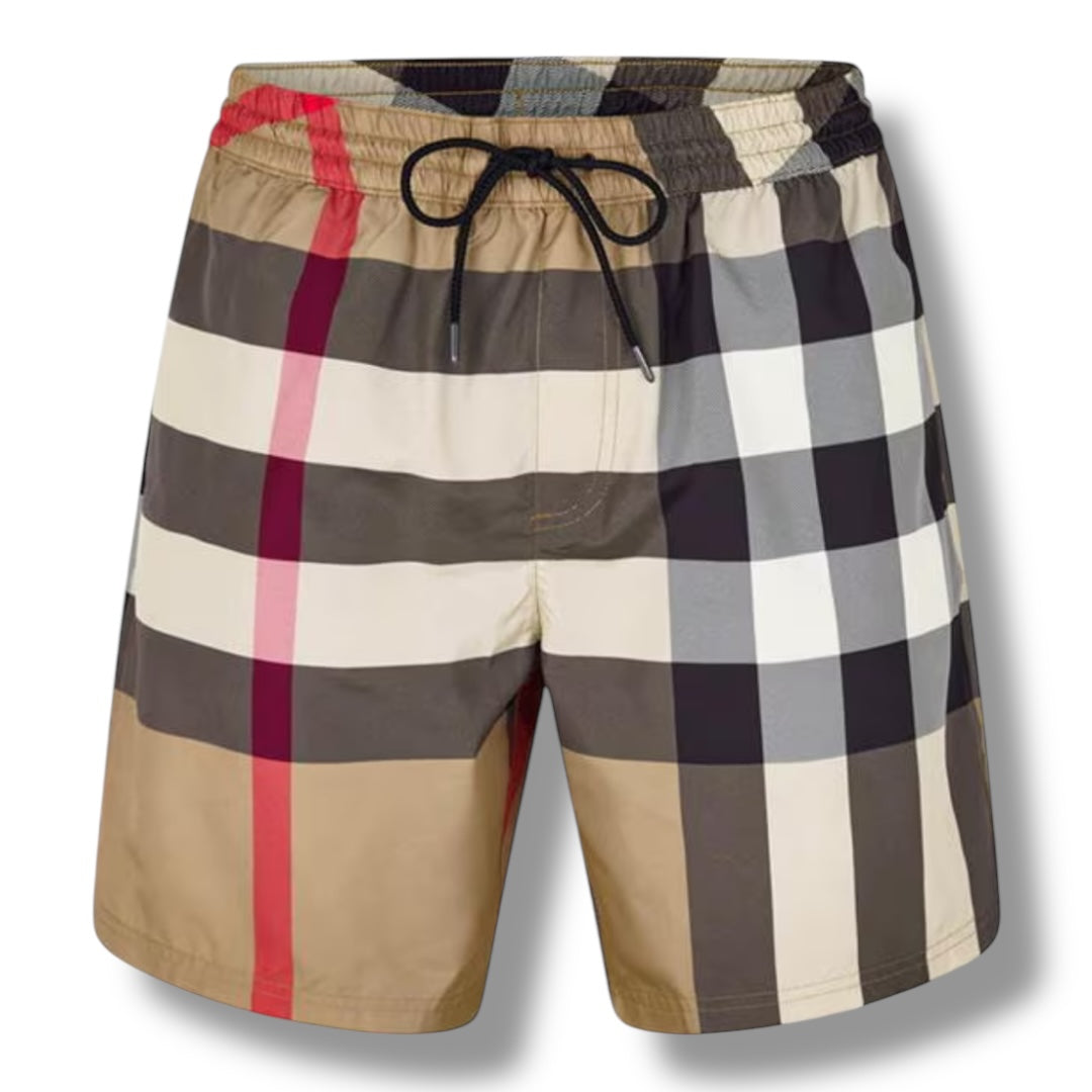 BURBERRY LARGE CHECK SWIM SHORTS BEIGE