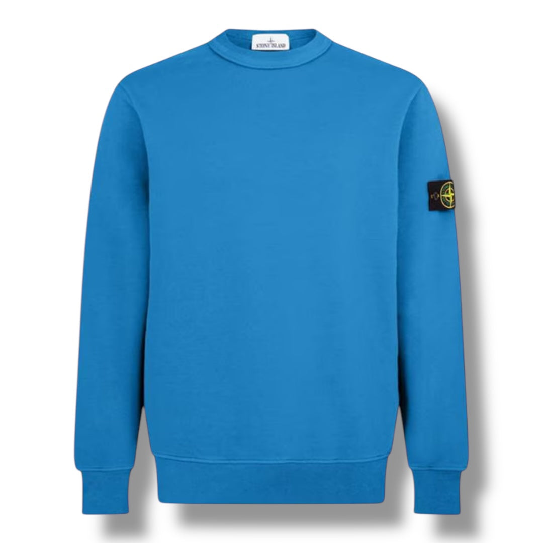 STONE ISLAND ARM BADGE CREWNECK SWEATSHIRT AVIO BLUE