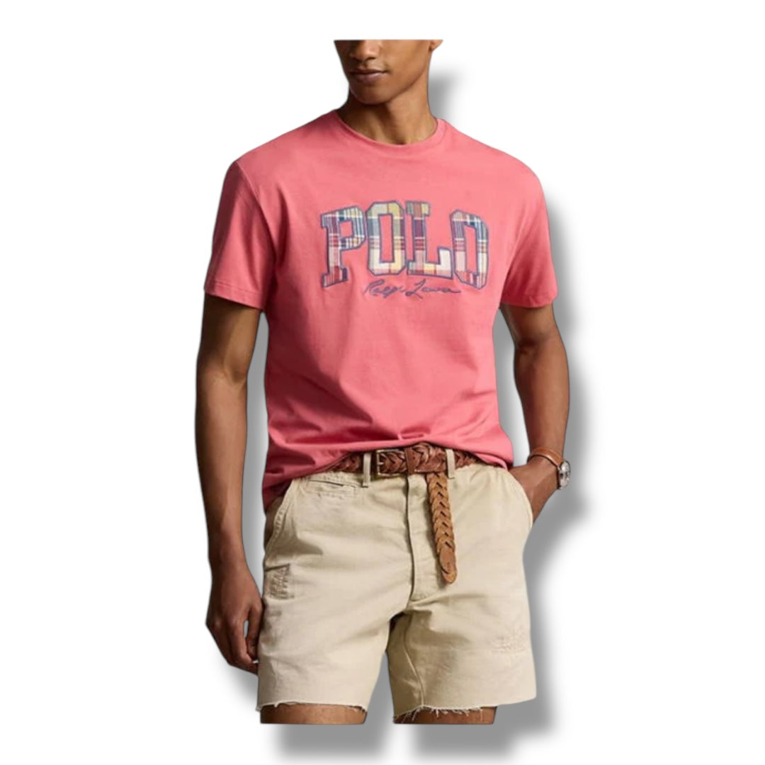 RALPH LAUREN POLO CHECK LOGO T-SHIRT BERRY RED