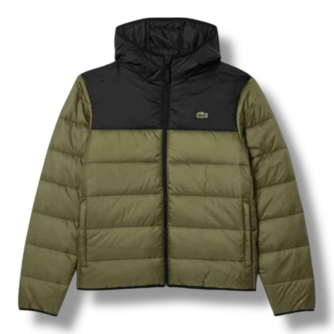 LACOSTE HOODED PADDED JACKET KHAKI GREEN