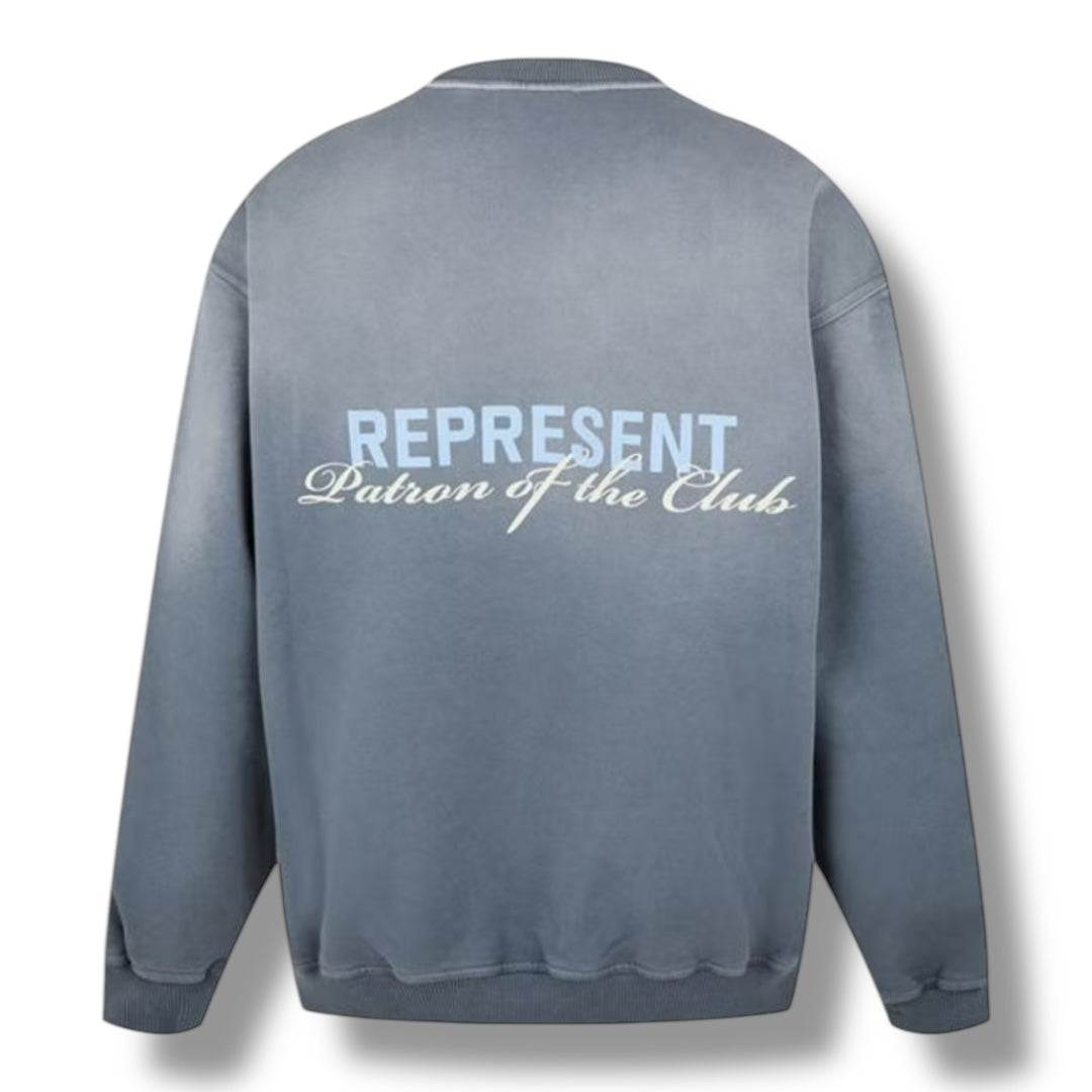 REPRESENT PATRON OF THE CLUB SCRIPT OTTH HOODIE WASHED GREY