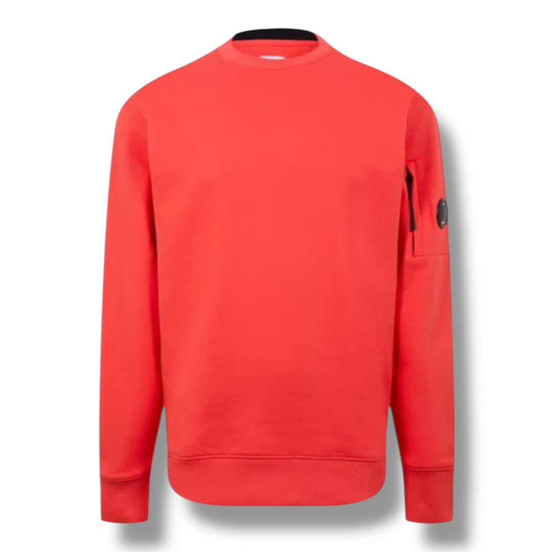 CP COMPANY LENS ARM CREWNECK SWEATSHIRT RED