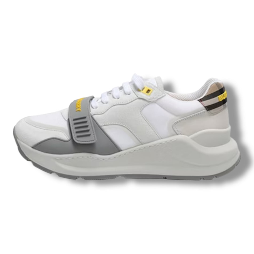 BURBERRY RAMSEY REGIS TRAINERS CHECK WHITE / GREY / YELLOW