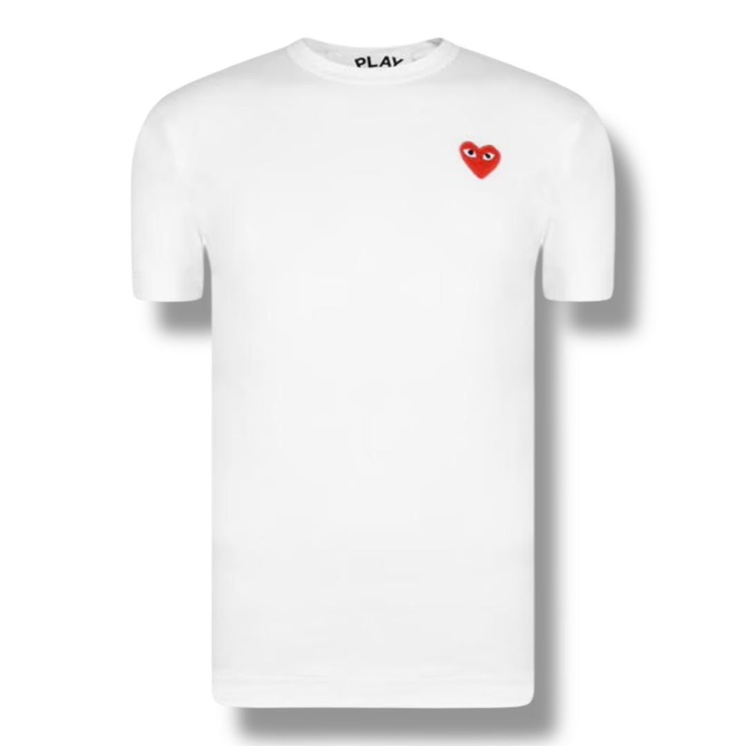 COMME DES GARÇONS PLAY SMALL PEEPING HEART T-SHIRT WHITE / RED