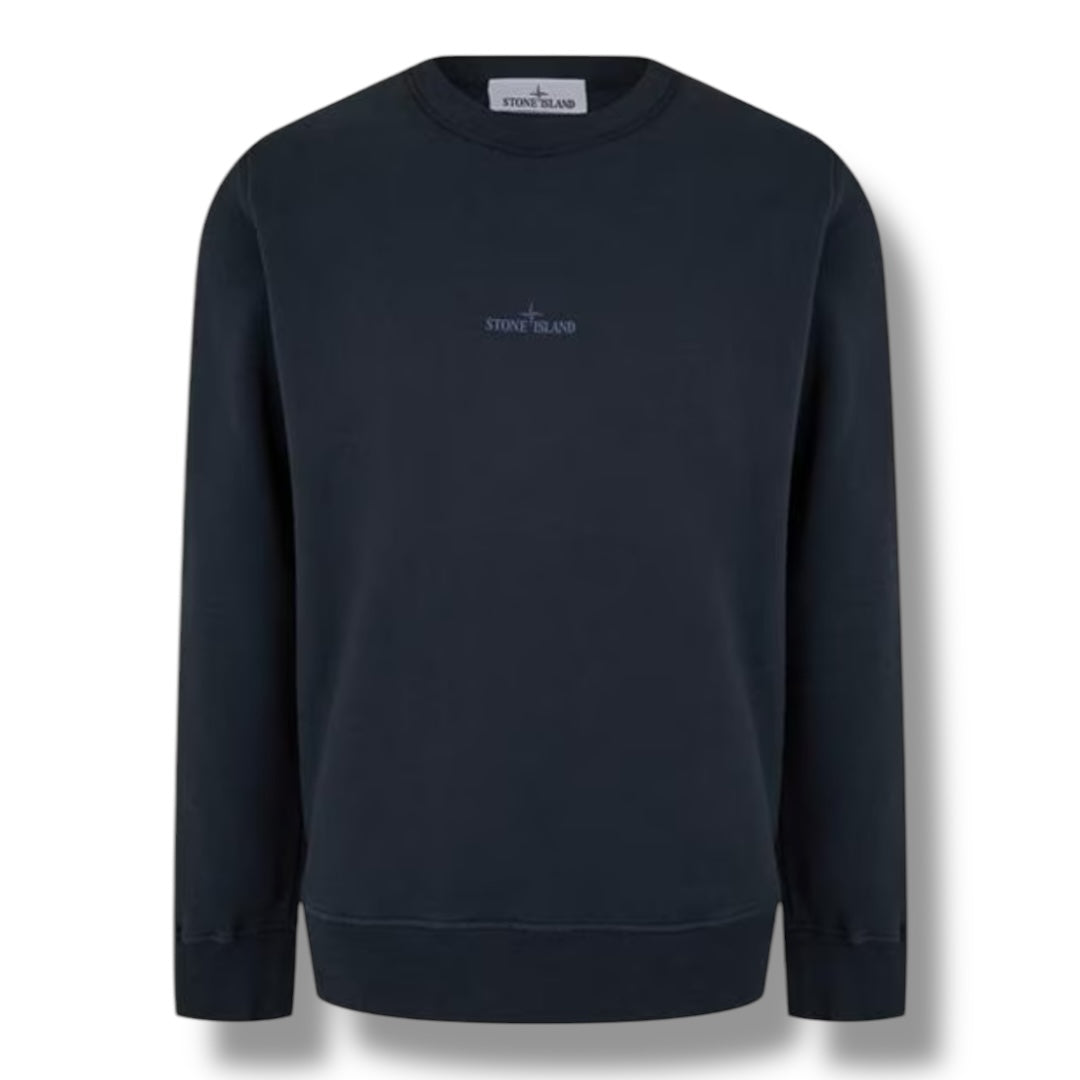 STONE ISLAND DIAL BACK LOGO CREWNECK SWEATSHIRT NAVY BLUE