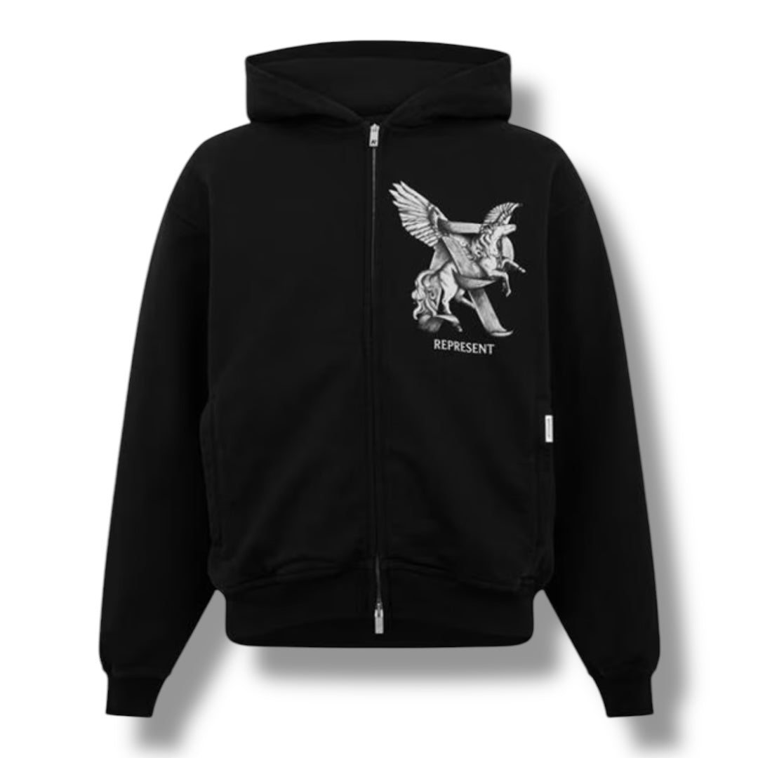 REPRESENT ELEGANCE FULL ZIP HOODIE BLACK