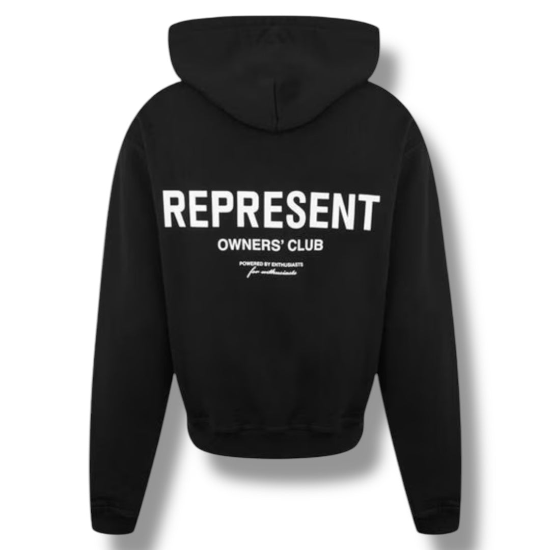 REPRESENT OWNERS CLUB ZIP UP HOODED TRACKSUIT BLACK