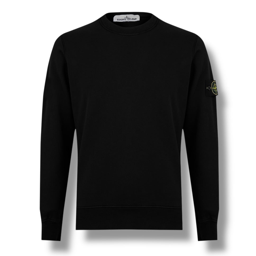 STONE ISLAND ARM BADGE CREWNECK SWEATSHIRT BLACK