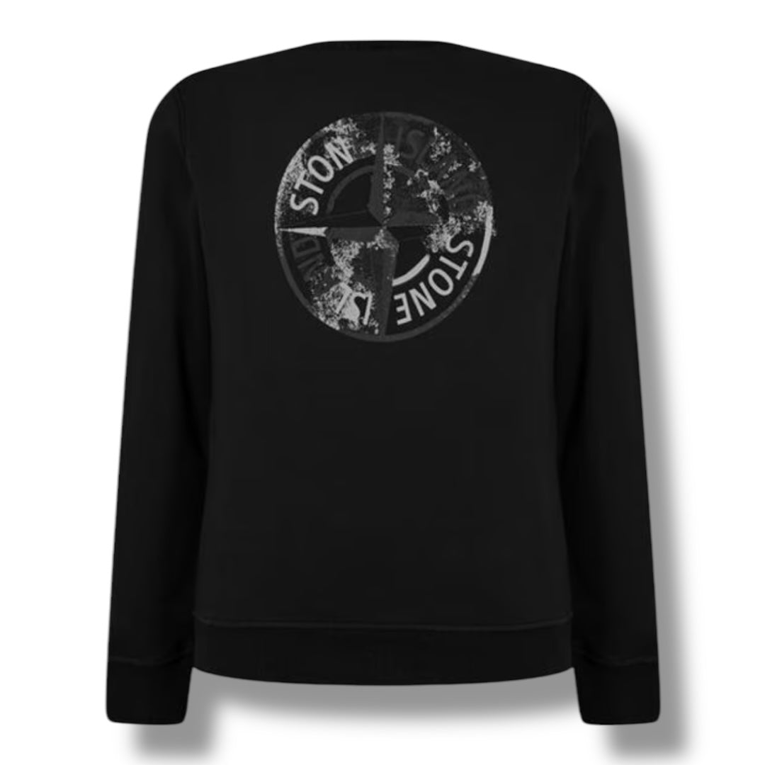 STONE ISLAND DIAL BACK LOGO CREWNECK SWEATSHIRT BLACK