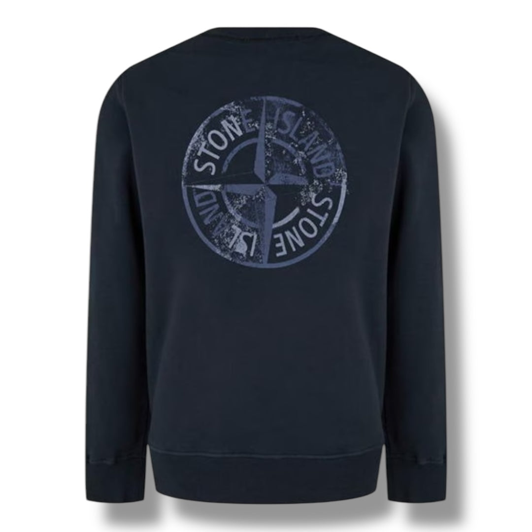STONE ISLAND DIAL BACK LOGO CREWNECK SWEATSHIRT NAVY BLUE