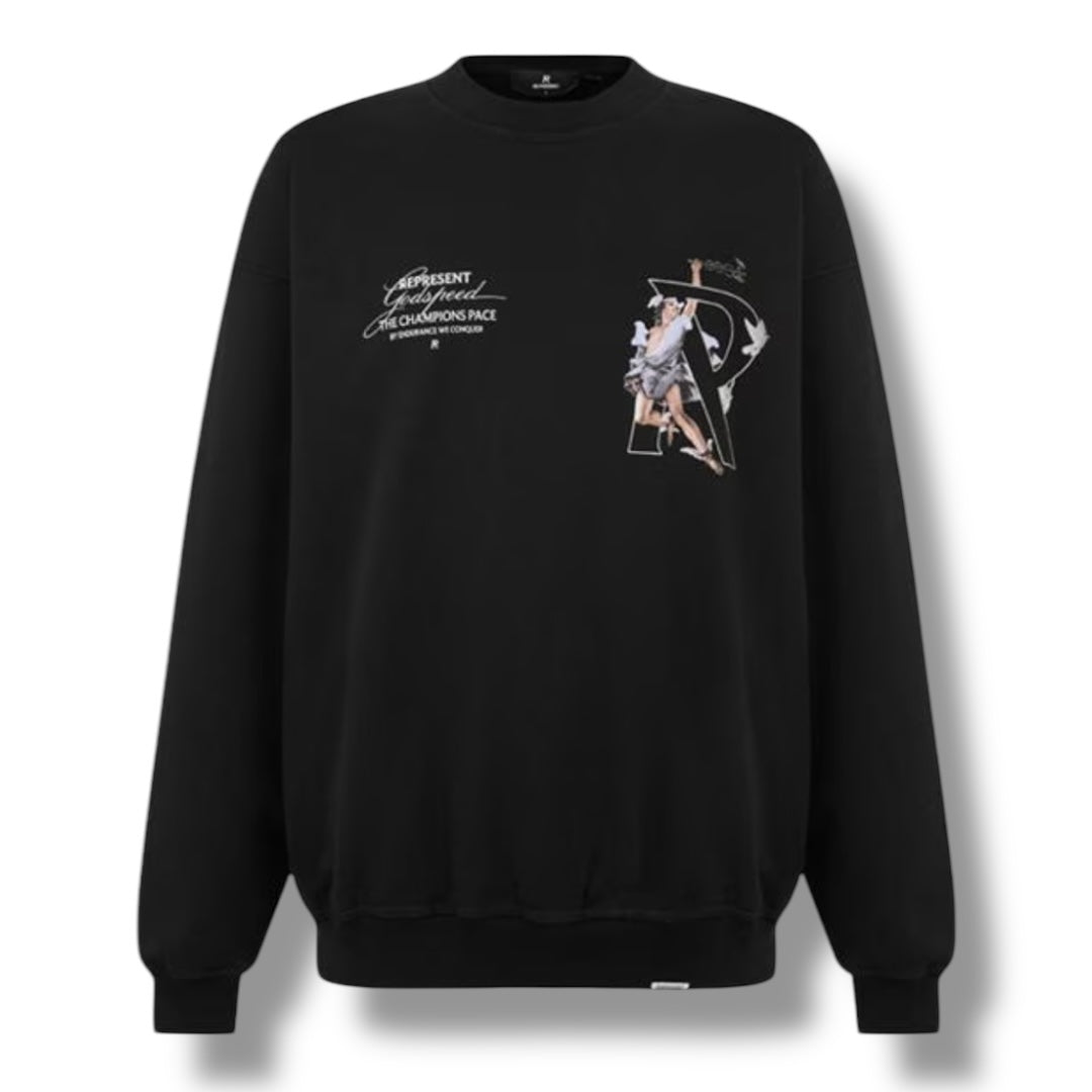 REPRESENT HERMES CREWNECK SWEATSHIRT BLACK