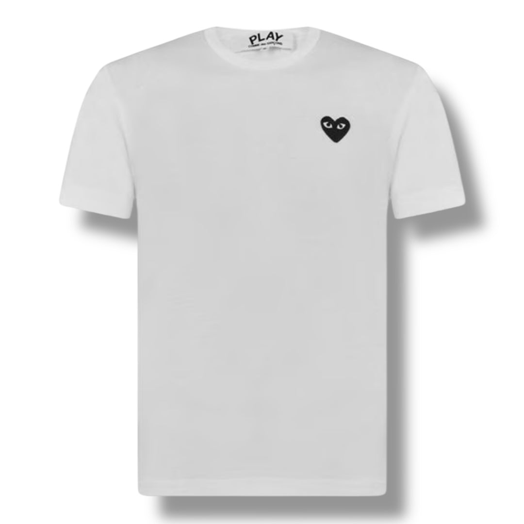 COMME DES GARÇONS PLAY SMALL PEEPING HEART T-SHIRT WHITE / BLACK