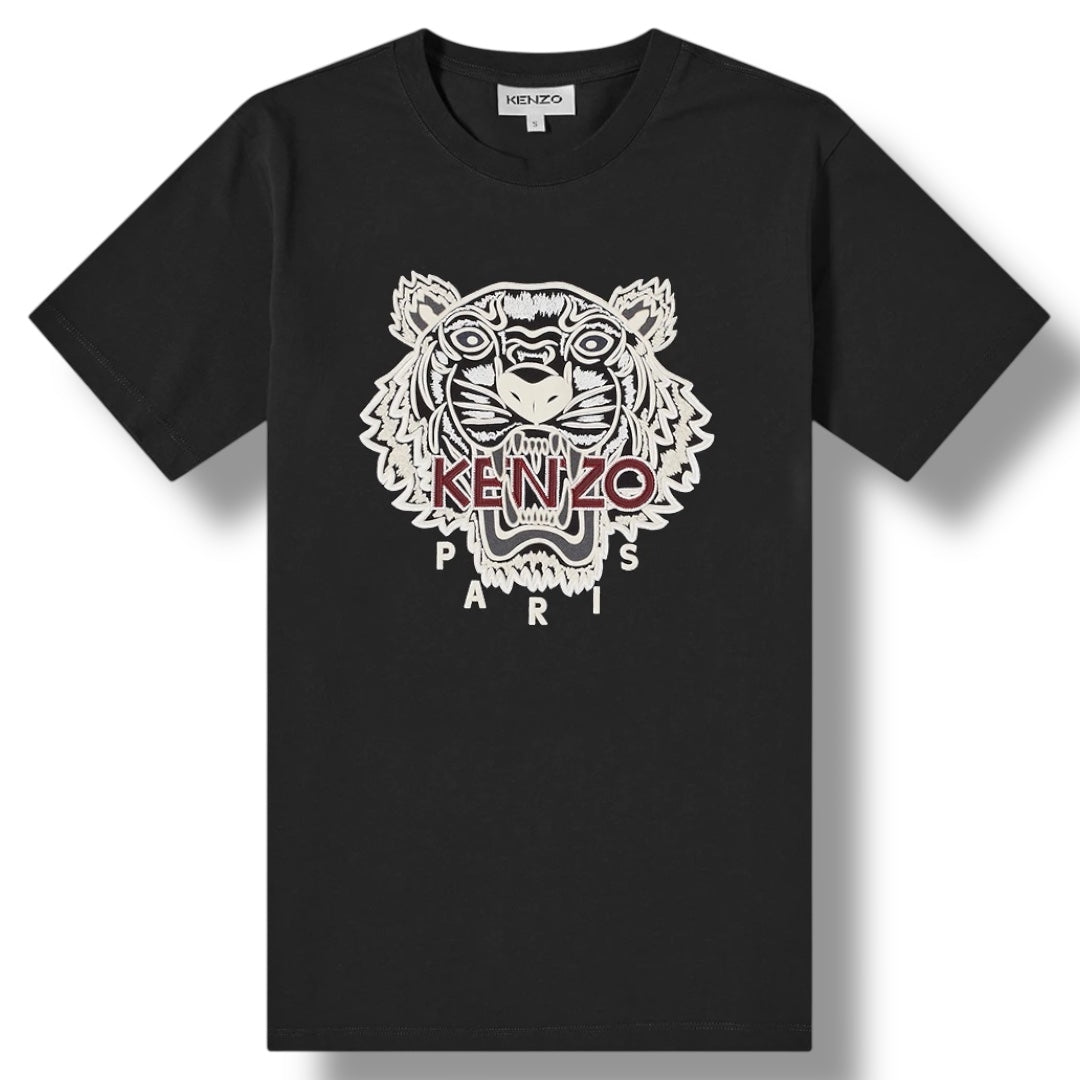 KENZO ICON TIGER T-SHIRT BLACK / GREY / BEIGE FELT