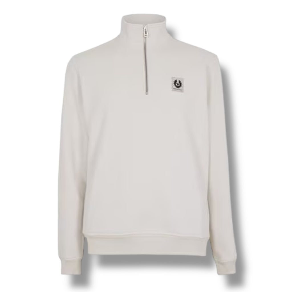 BELSTAFF PATCH LOGO 1/4 ZIP SWEATSHIRT BEIGE