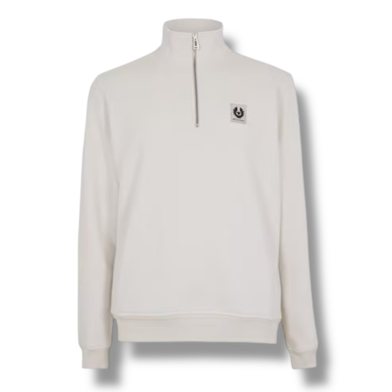 BELSTAFF PATCH LOGO 1/4 ZIP SWEATSHIRT BEIGE