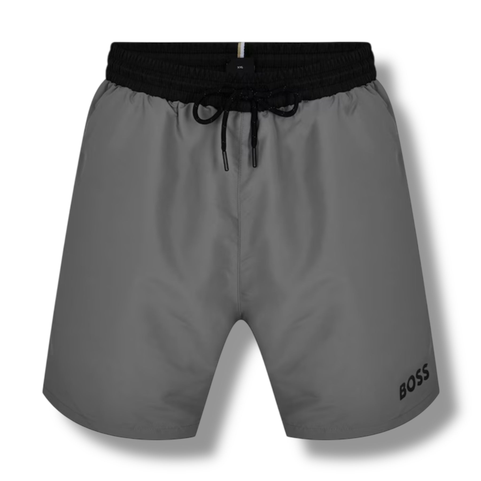 HUGO BOSS BIG LOGO T-SHIRT & SWIM SHORTS COMBO WHITE & GREY