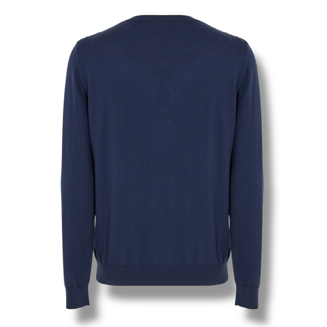 AQUASCUTUM SMALL CHECK SWEATER BROWN / NAVY