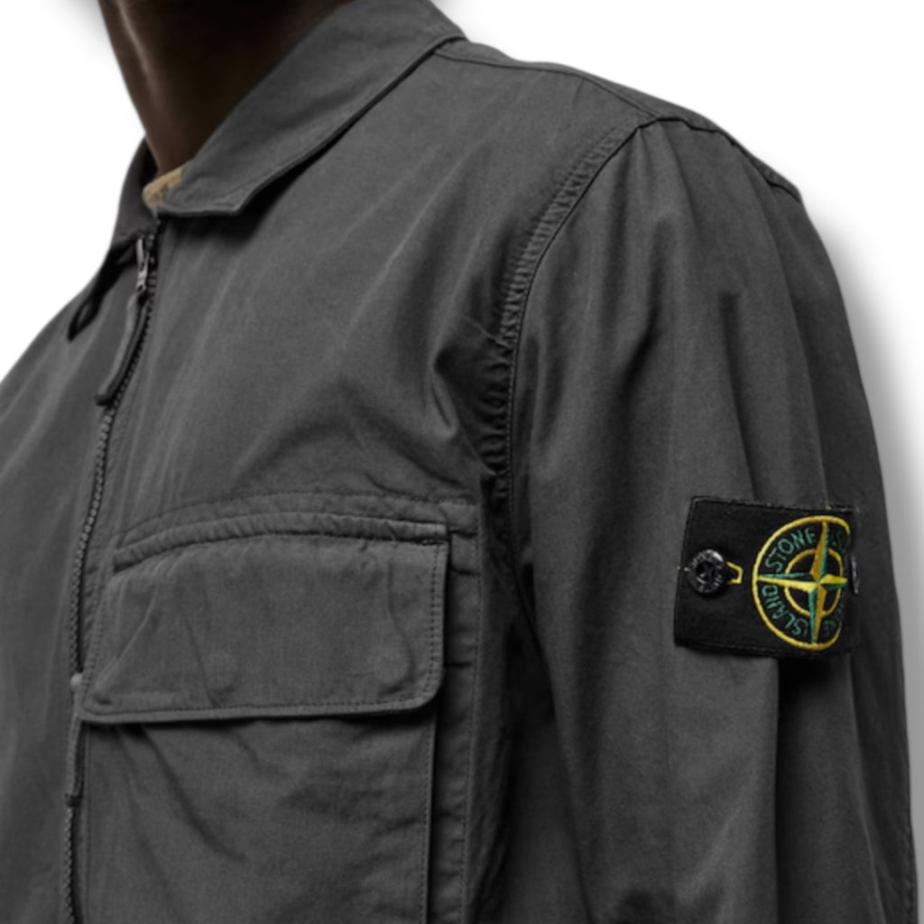 STONE ISLAND ZIP UP OVERSHIRT CHARCOAL GREY