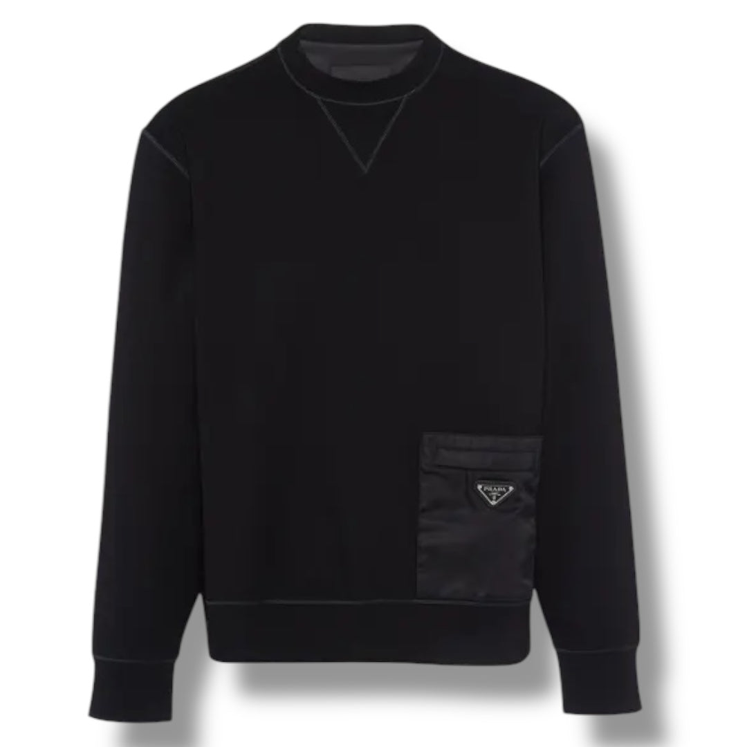 PRADA NYLON POCKET TECH SWEATSHIRT BLACK