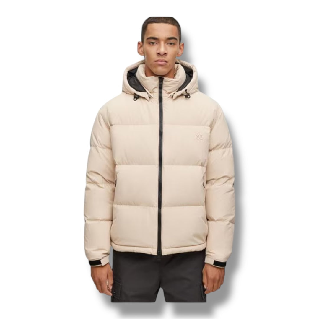 HUGO BOSS HUGO STACK LOGO PUFFER JACKET BEIGE
