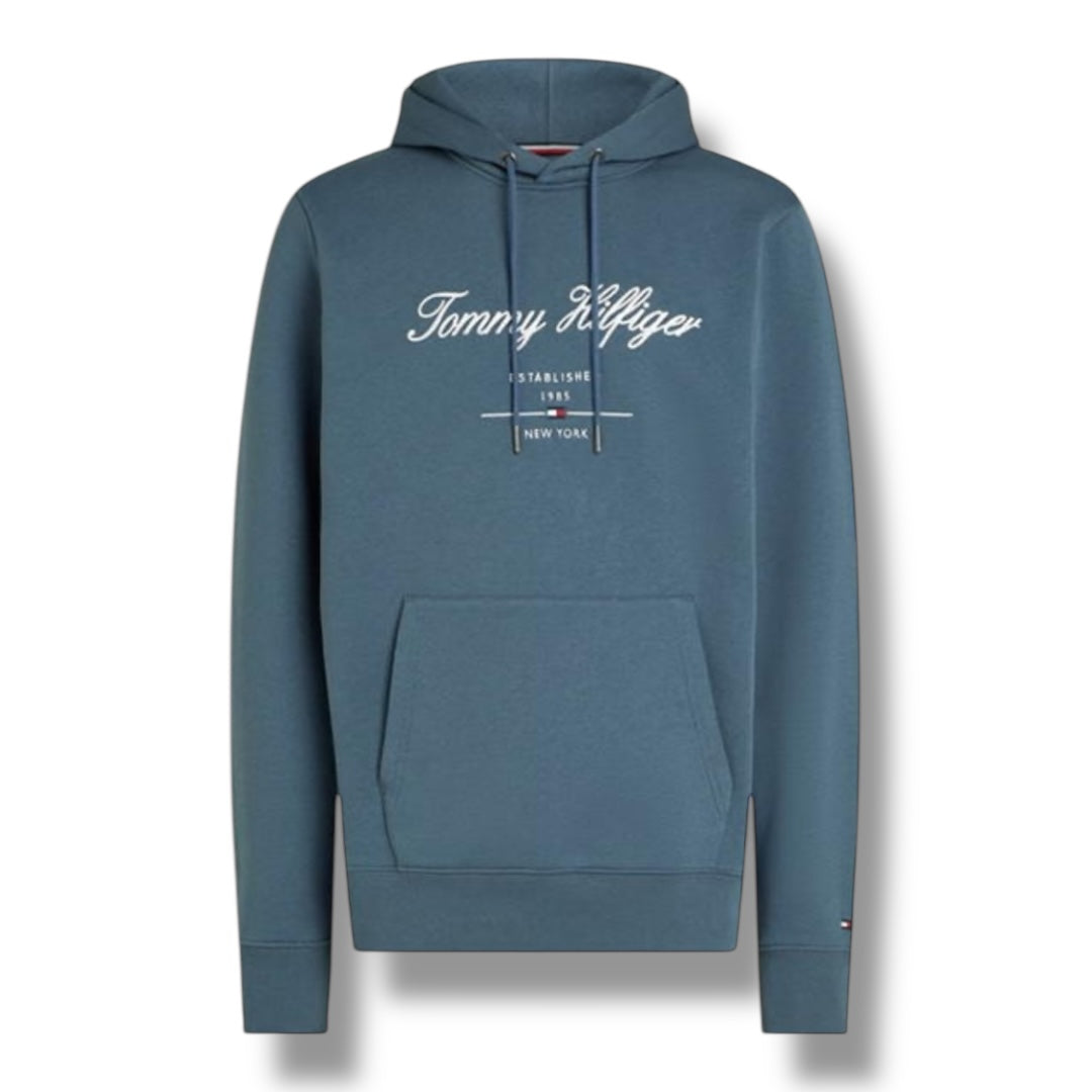 TOMMY HILFIGER SCRIPT LOGO OTTH HOODED SWEATSHIRT MID BLUE