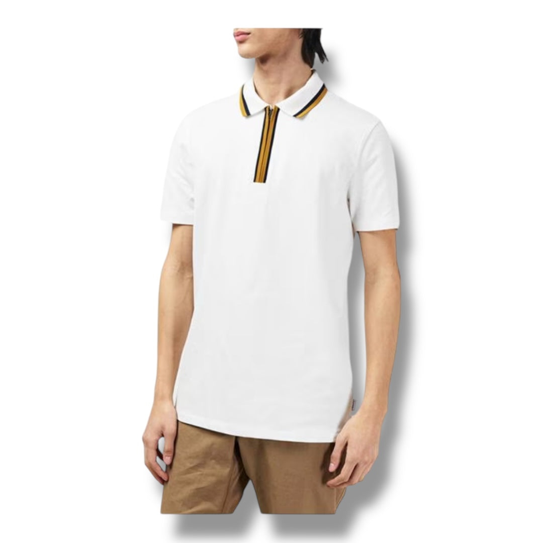 PAUL SMITH PS ZIP POLO SHIRT WHITE