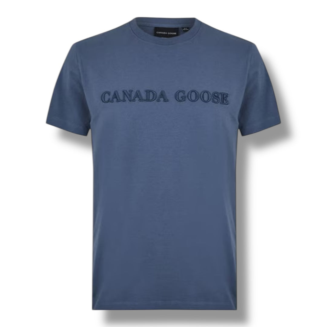 CANADA GOOSE EMBROIDERED LOGO T-SHIRT BLUE