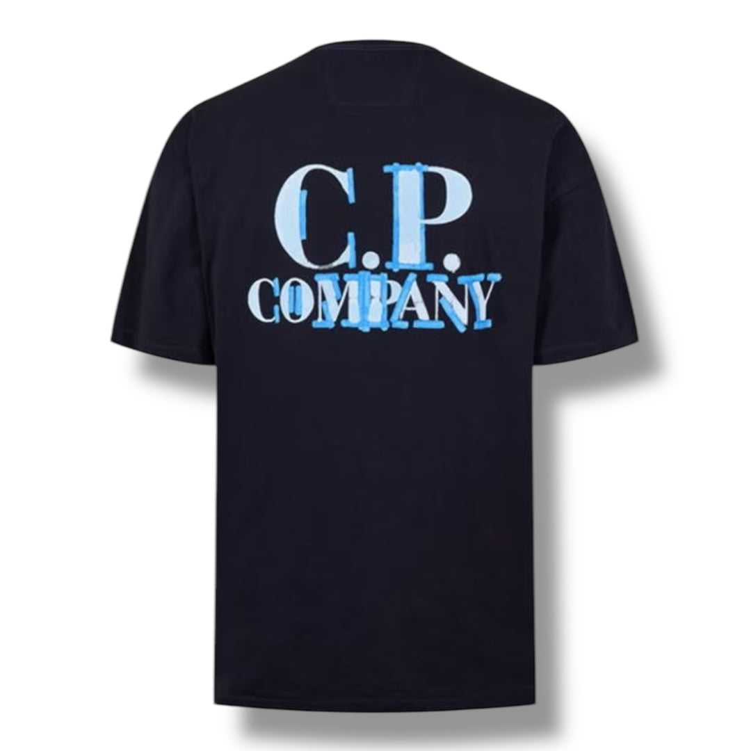 CP COMPANY ETCH BACK LOGO T-SHIRT NAVY BLUE