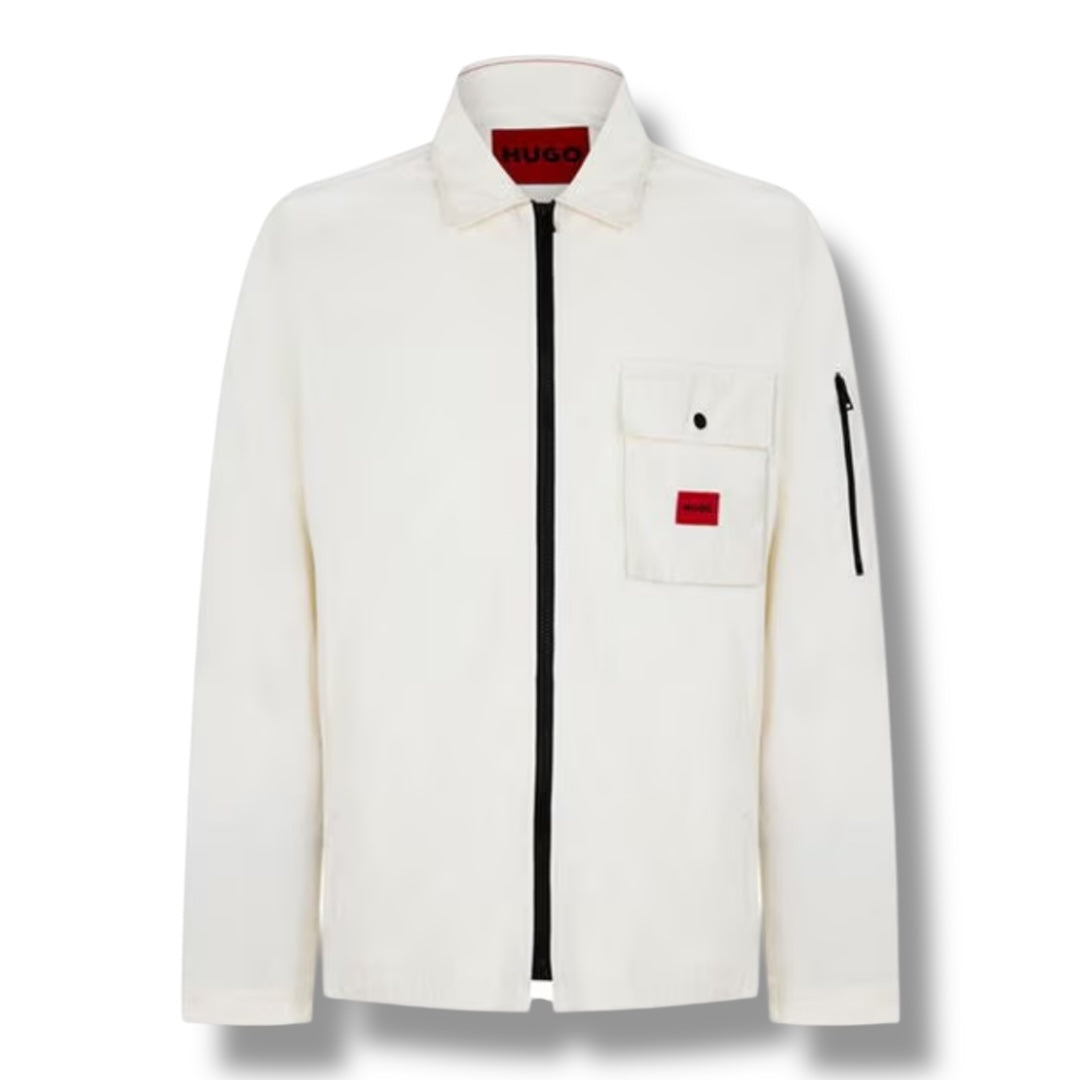 HUGO RED PATCH OVERSHIRT WHITE