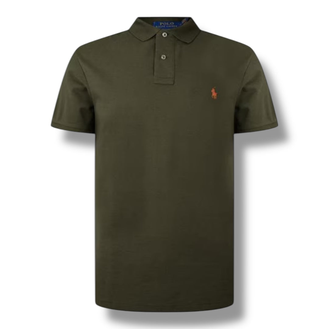RALPH LAUREN CUSTOM FIT POLO SHIRT KHAKI GREEN
