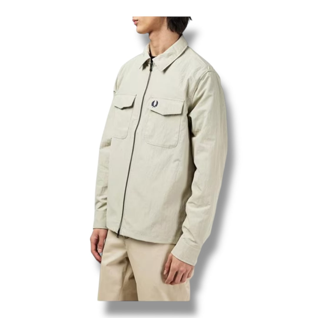 FRED PERRY ZIP OVERSHIRT BEIGE