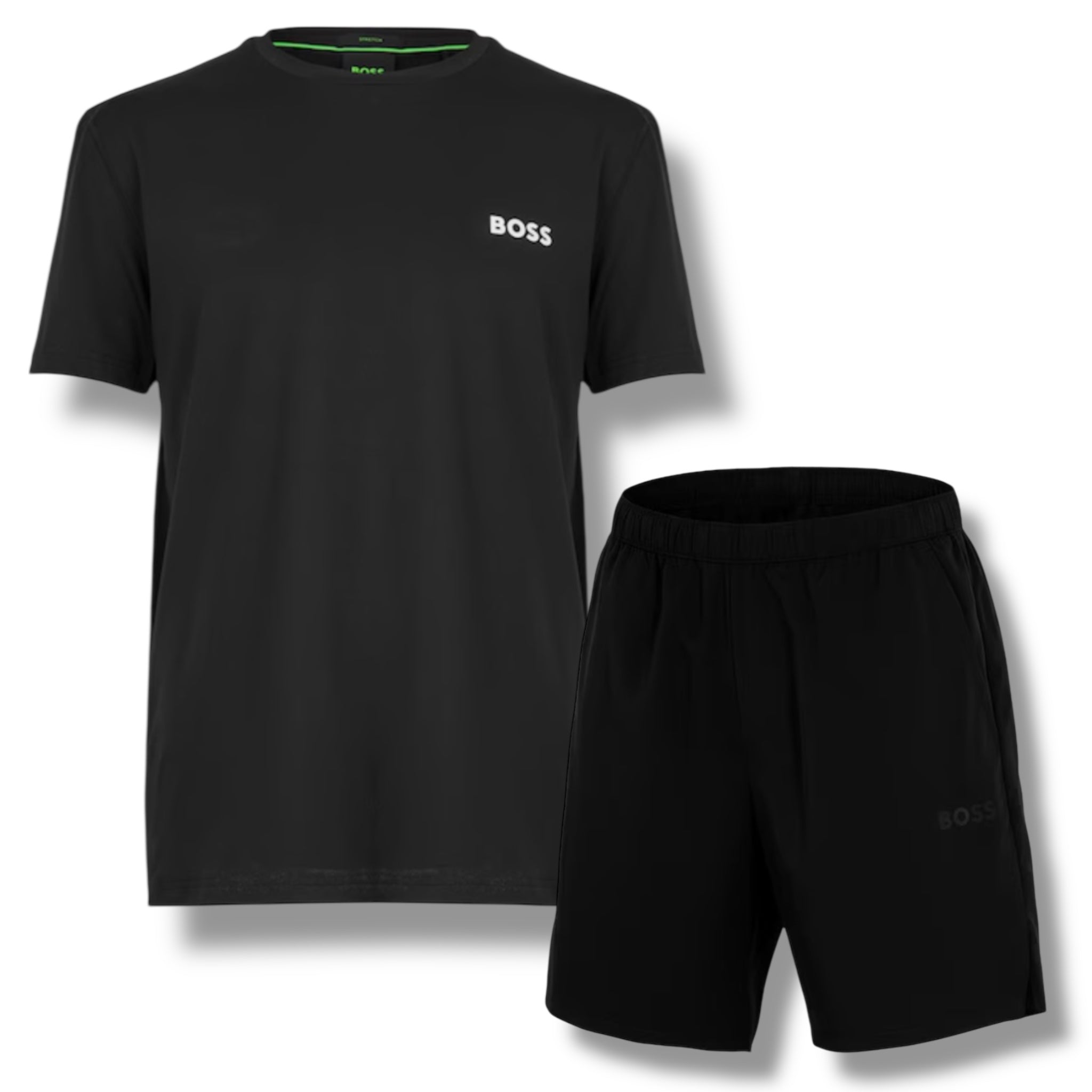 HUGO BOSS GYM KIT TECH T-SHIRT & SHORTS BLACK