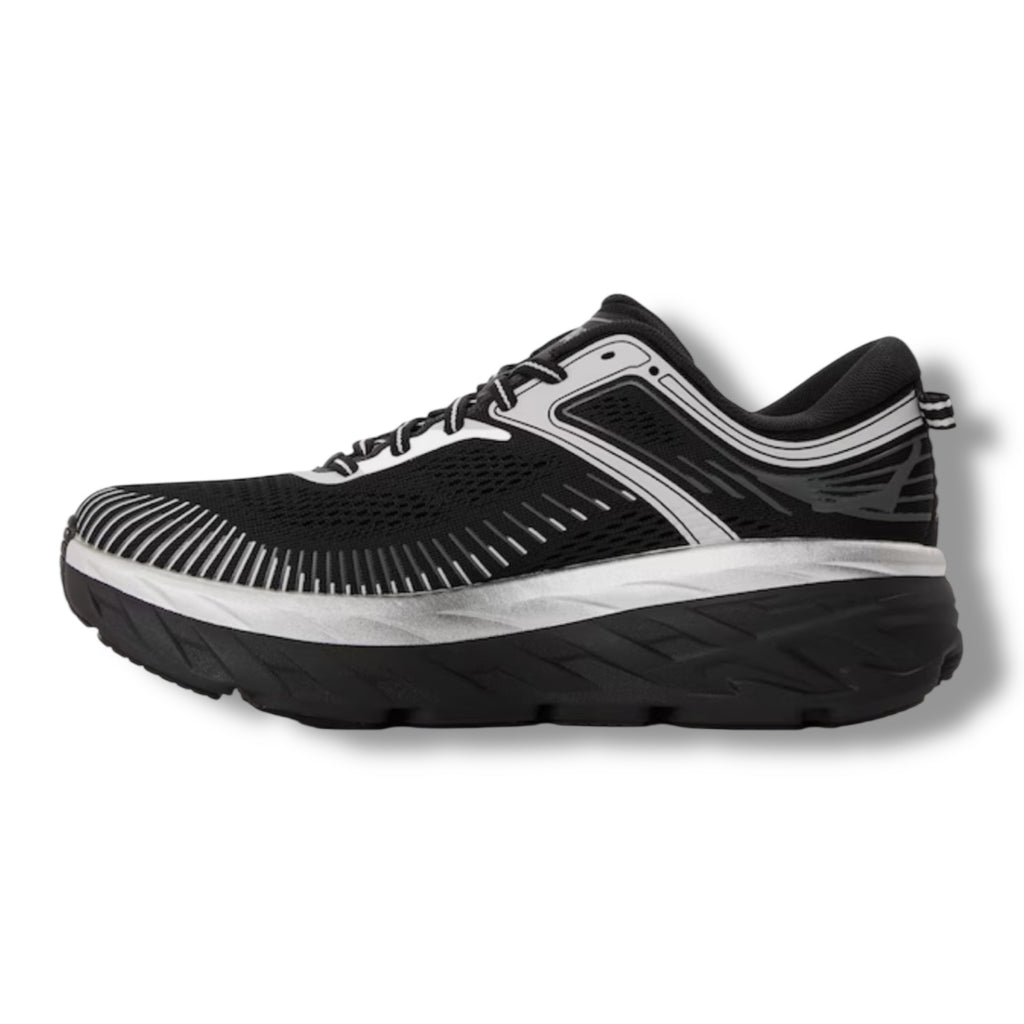 HOKA BONDI 7 RUNNING TRAINERS BLACK SILVER