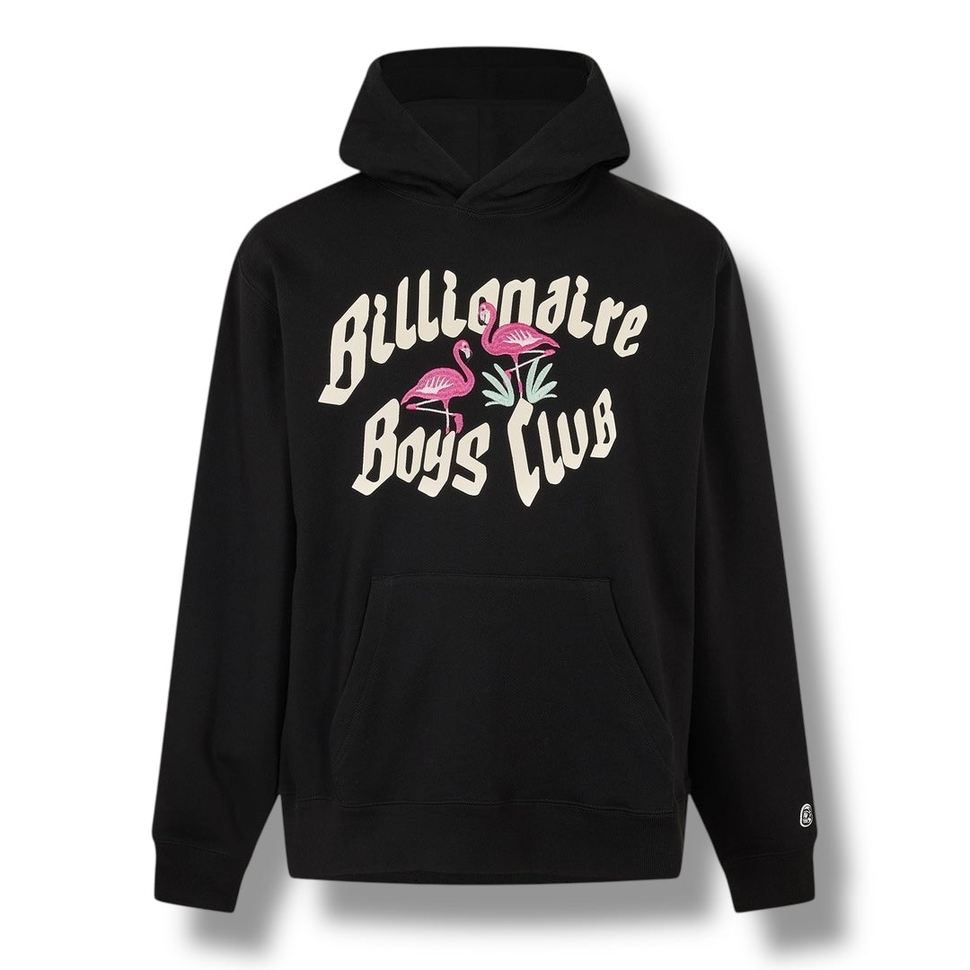 BILLIONAIRE BOYS CLUB FLAMINGO LOGO OTTH HOODIE BLACK