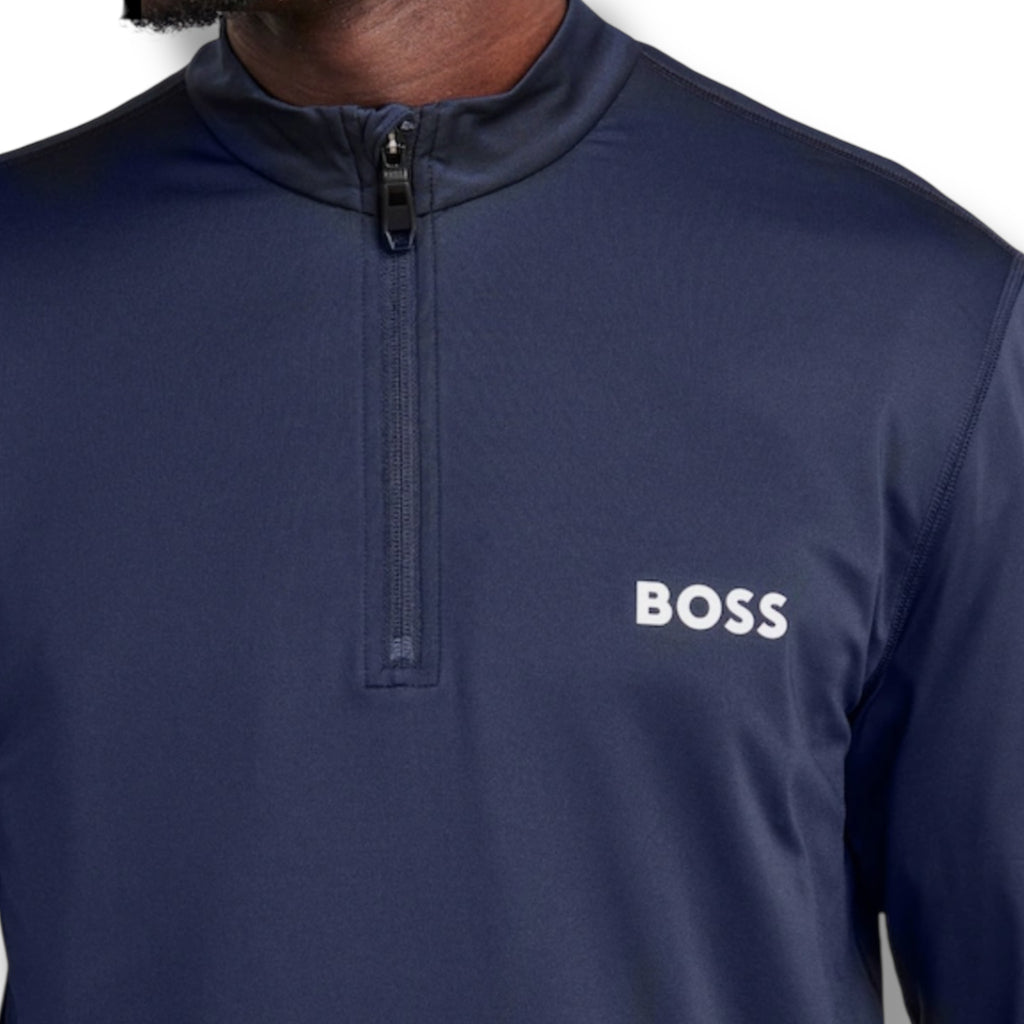 HUGO BOSS GYM KIT TECH 1/4 ZIP & SHORTS NAVY BLUE