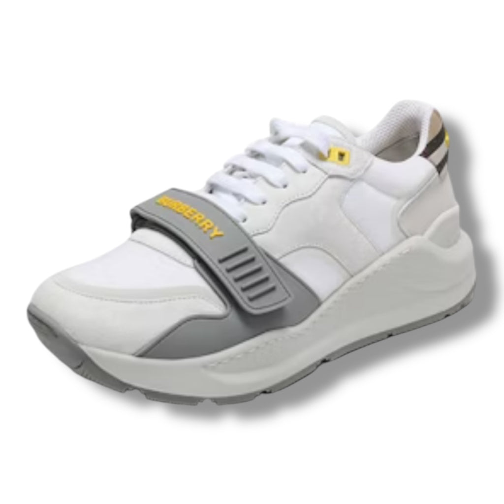 BURBERRY RAMSEY REGIS TRAINERS CHECK WHITE / GREY / YELLOW