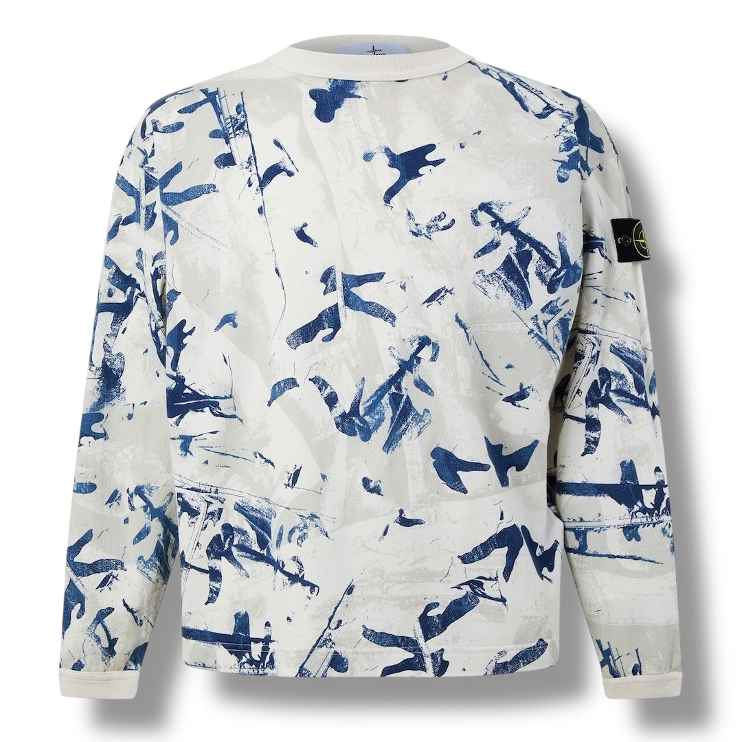 STONE ISLAND PAINT CAMO CREWNECK SWEATSHIRT BEIGE / WHITE