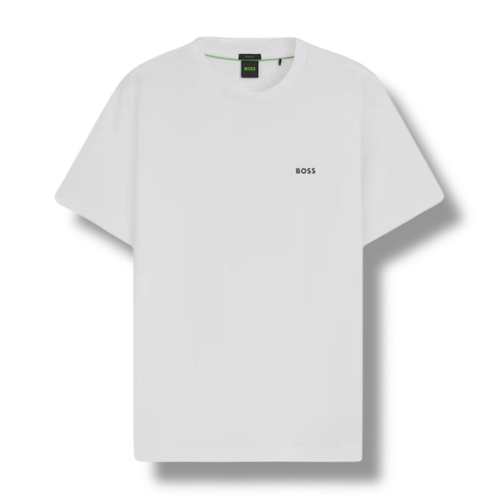 HUGO BOSS SMALL LOGO T-SHIRT & VERTI SWIM SHORTS SET WHITE & KHAKI GREEN