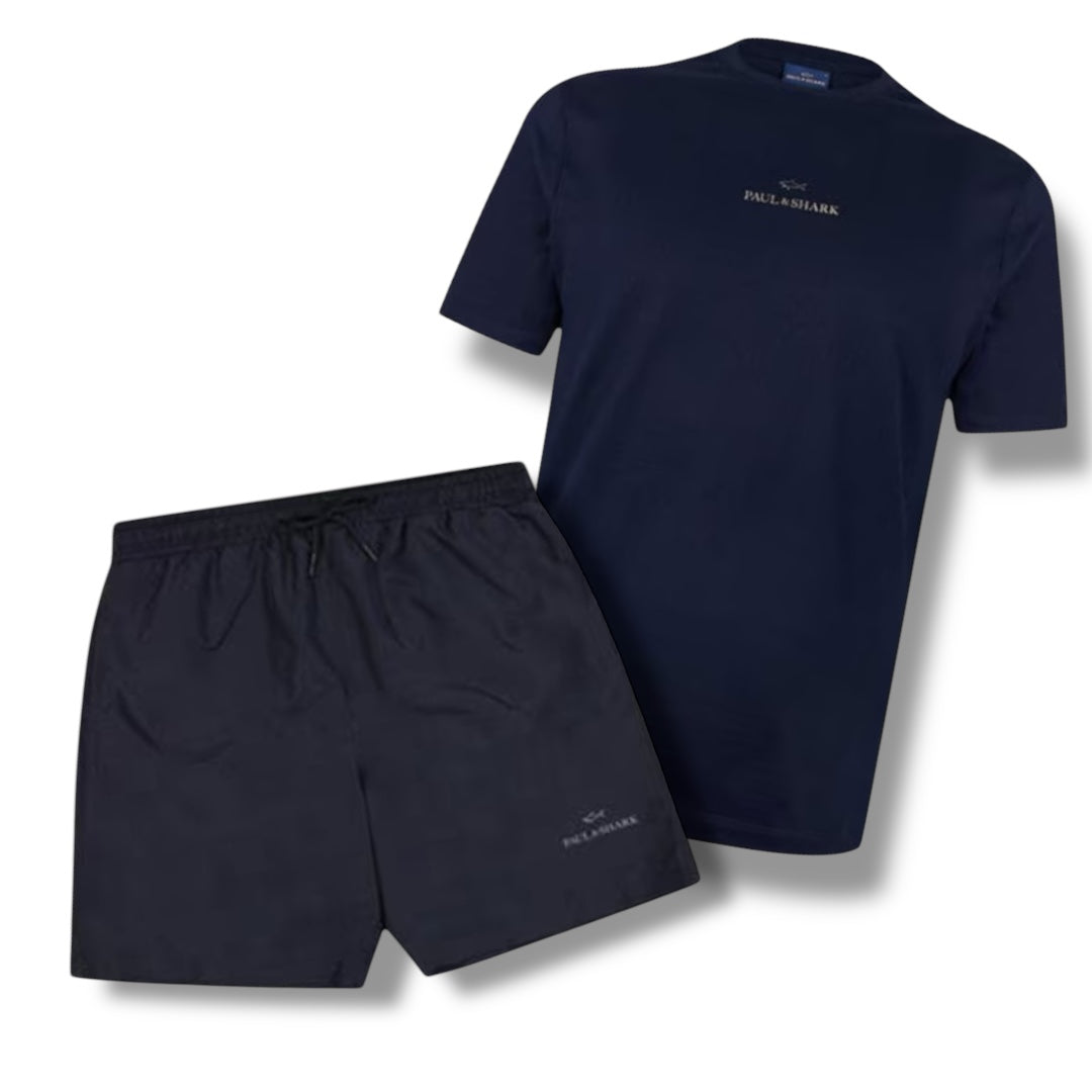 PAUL & SHARK T-SHIRT & SWIM SHORTS COMBO NAVY BLUE