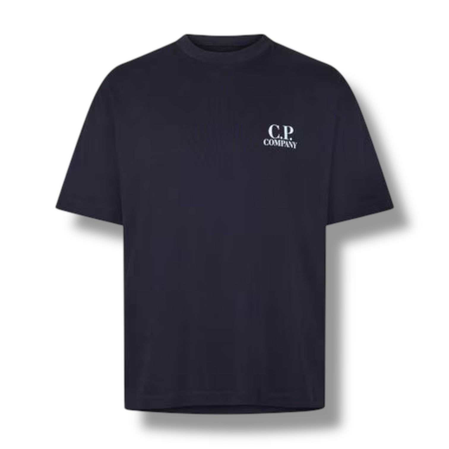 CP COMPANY DOUBLE LOGO T-SHIRT NAVY BLUE