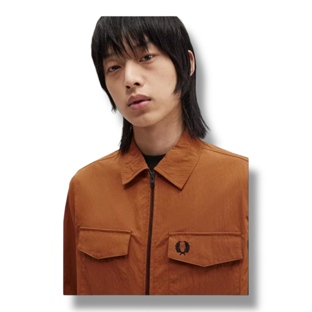 FRED PERRY ZIP OVERSHIRT ORANGE
