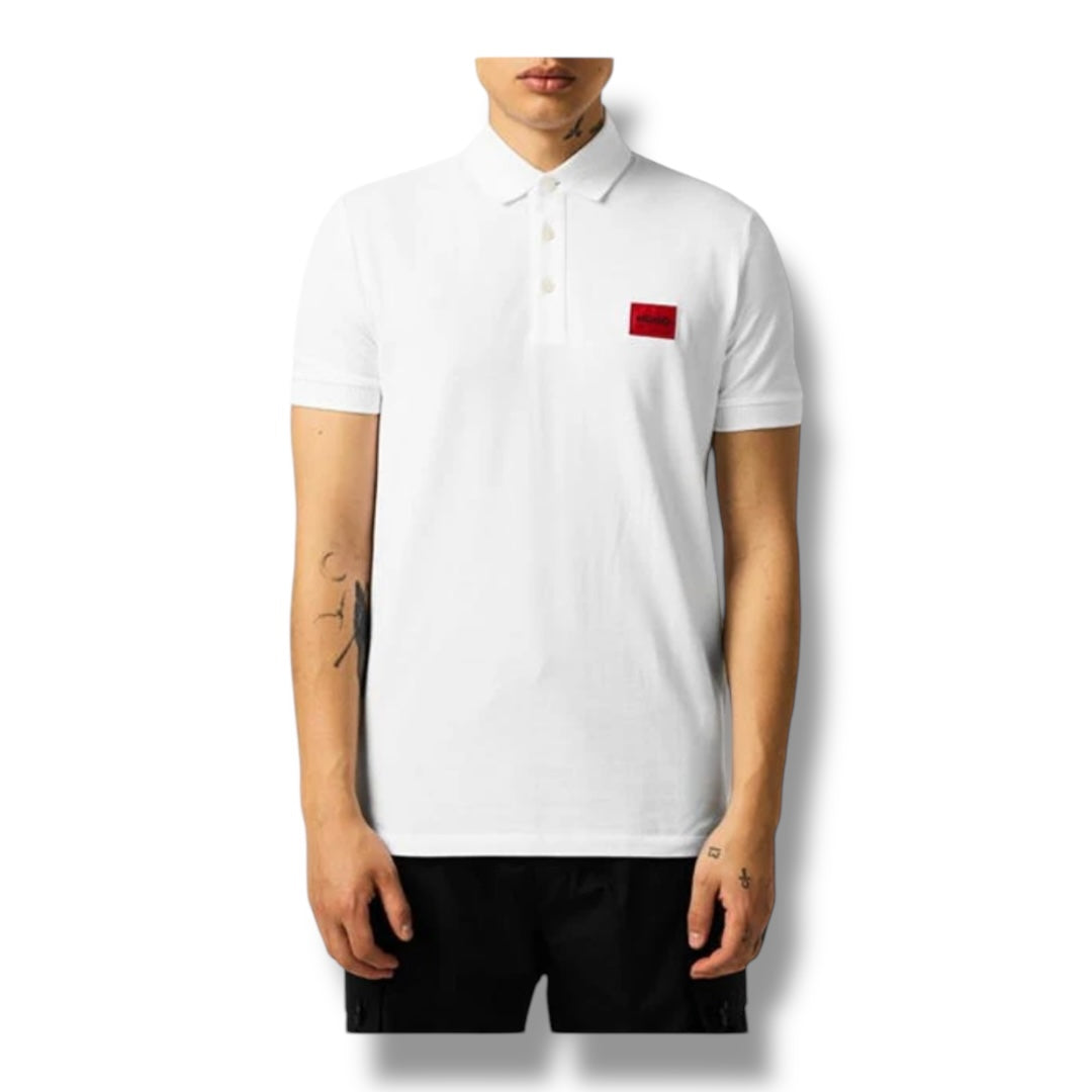 HUGO RED PATCH POLO SHIRT WHITE
