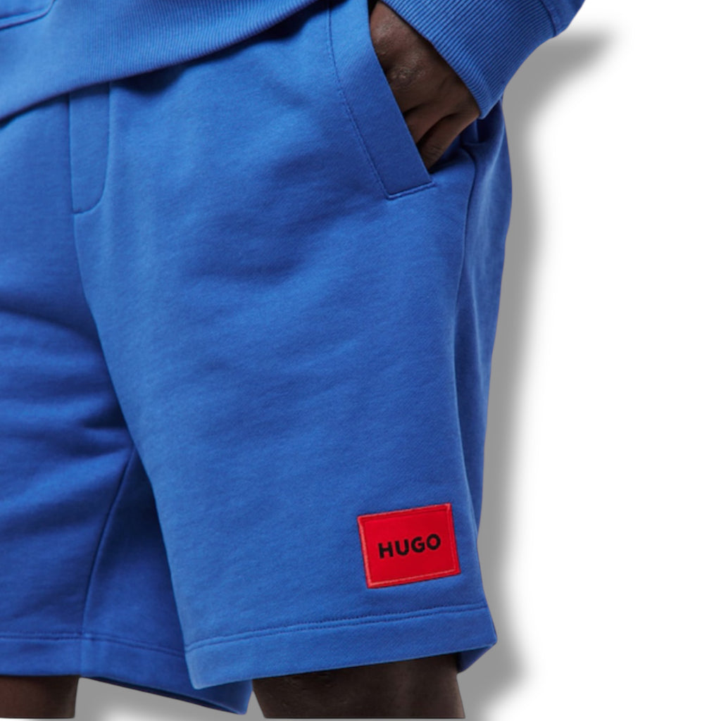 HUGO BOSS HUGO RED PATCH HOODIE & JERSEY SHORTS SET ROYAL BLUE