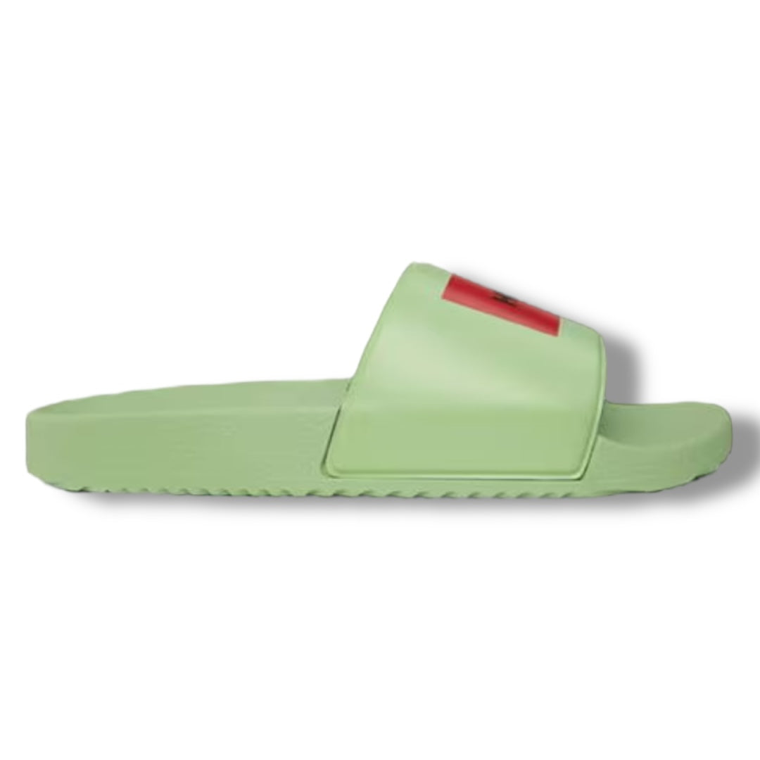 HUGO RED PATCH POOL SLIDERS GREEN