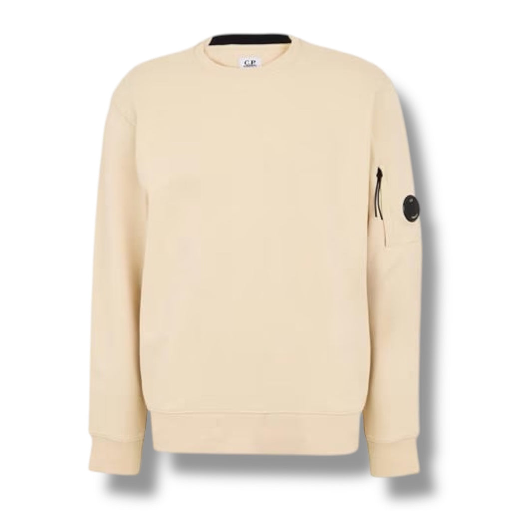 CP COMPANY LENS ARM CREWNECK SWEATSHIRT BEIGE
