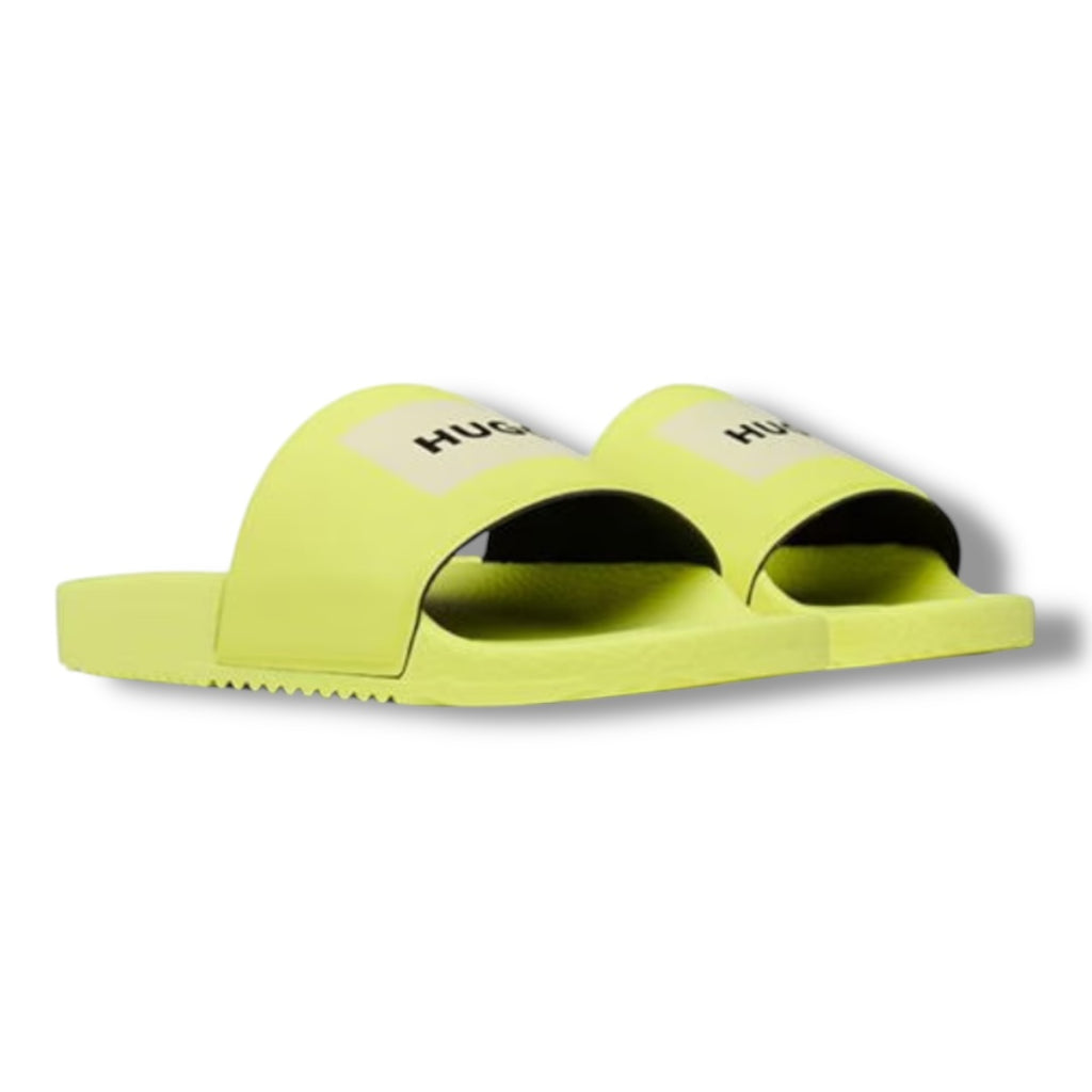 HUGO RED PATCH POOL SLIDERS YELLOW