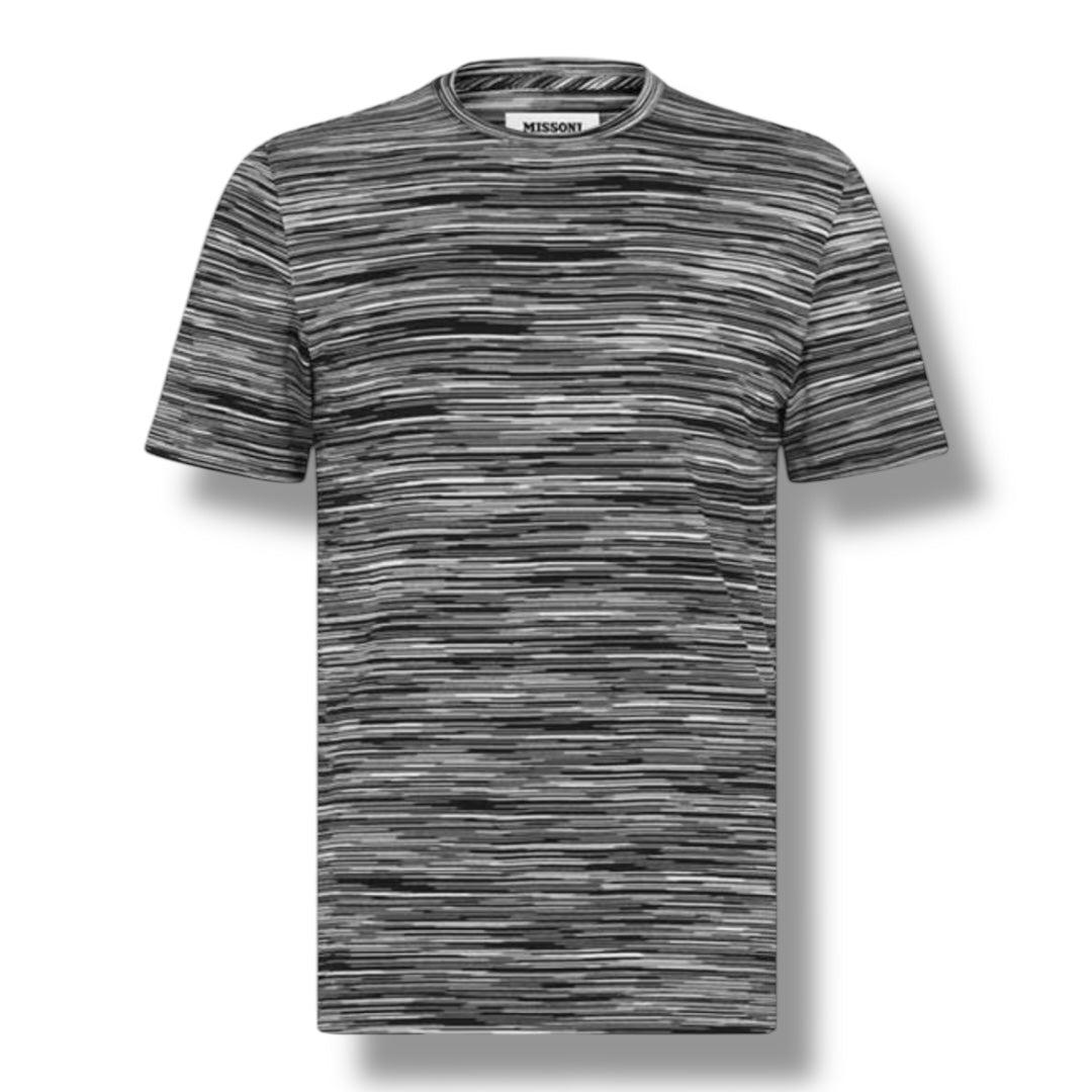 MISSONI SPACE DYE STRIPE T-SHIRT BLACK / WHITE