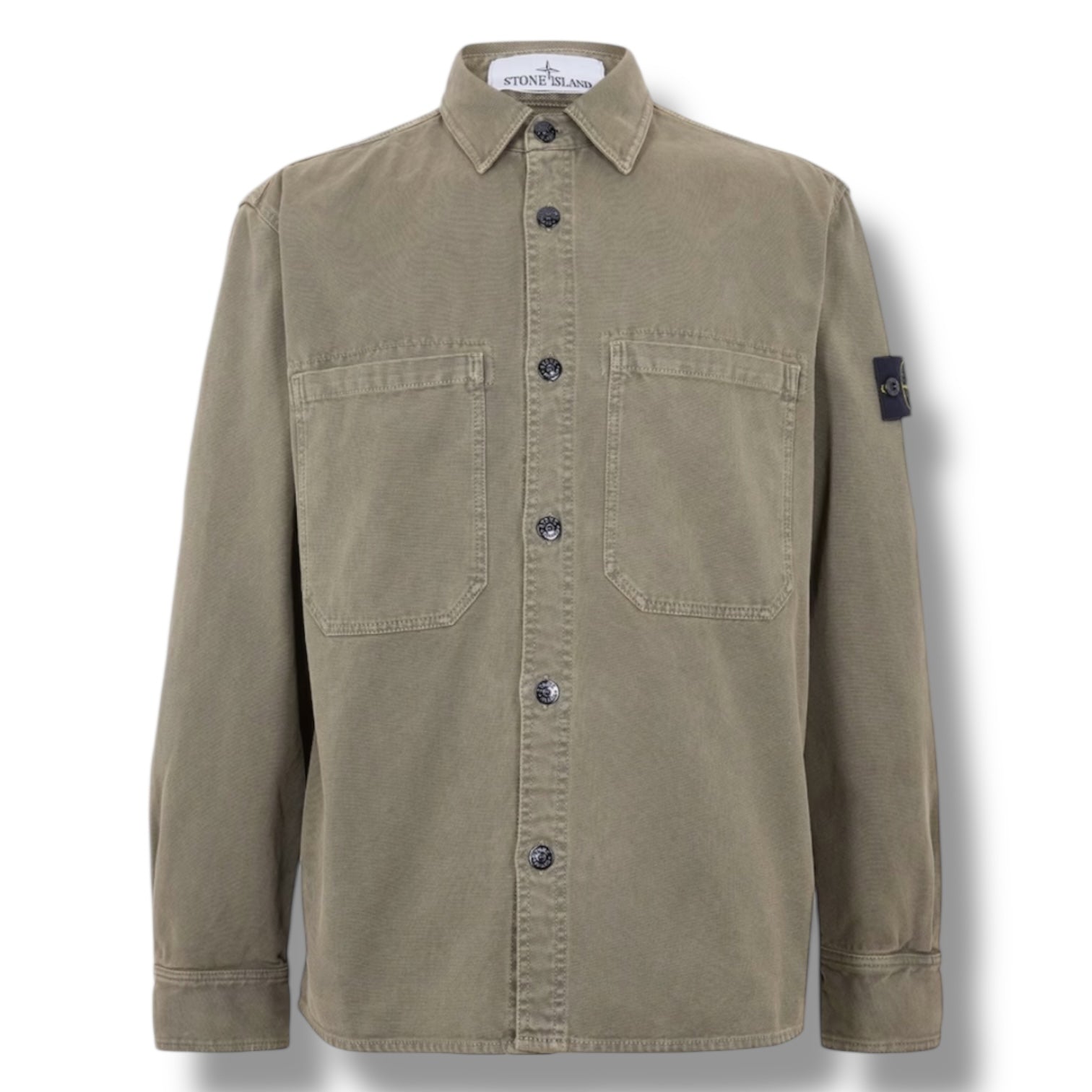 STONE ISLAND BUTTON UP OVERSHIRT KHAKI GREEN