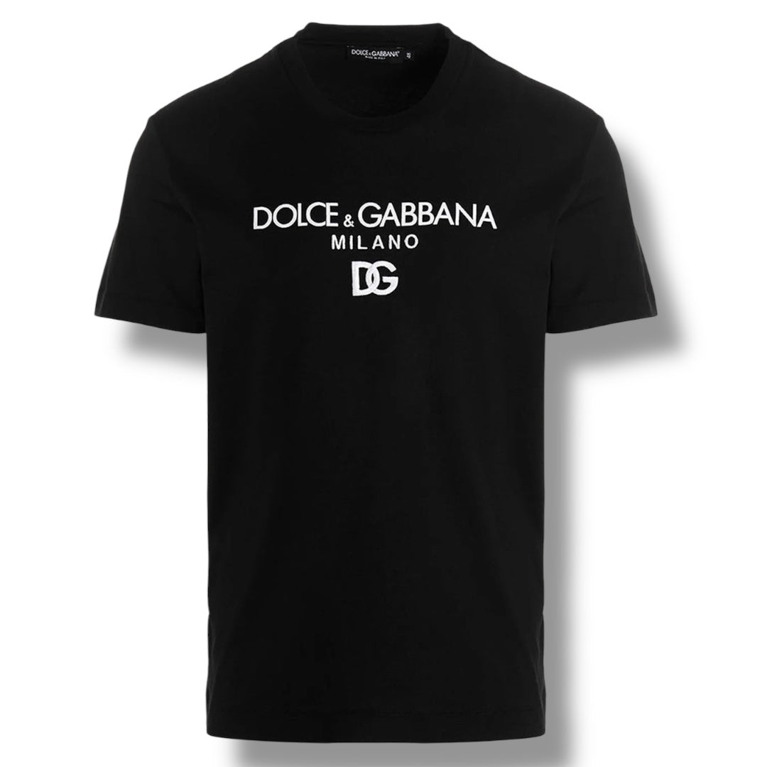 D&G DOLCE & GABBANA EMBROIDERED LOGO T-SHIRT BLACK